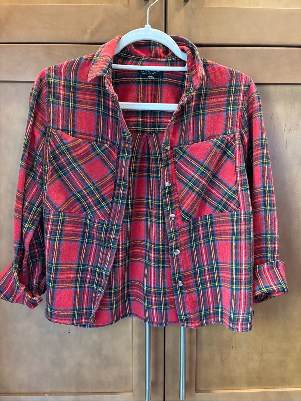 Top shop Red Plaid Button-Up Shirt